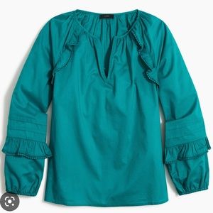 3x jcrew factory ruffle long sleeve blouse